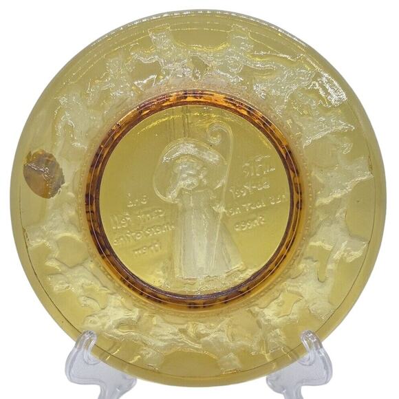 Tiara Indiana Glass Amber Nursery Rhyme Plates Set of 4 Mint Condition Vintage - Picture 6 of 11